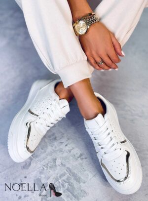 Sneakersy biało-złote LARA
